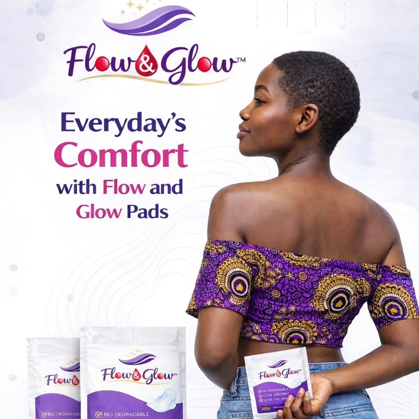 Flow and Glow campaign image with lifestyle and packaging